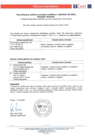 Příloha k certifikátům
